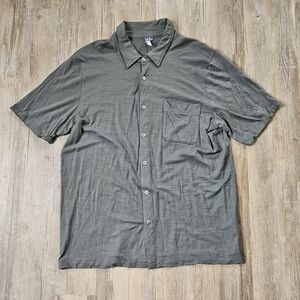 Ibex Men's Gray Short-Sleeve New Zealand Merino Wool Casual Button-Down Shirt XL